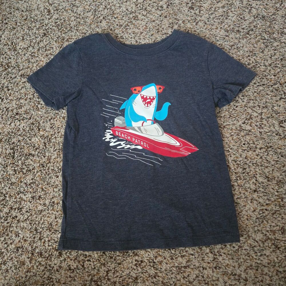 Cat & Jack Toddler Boys Short Sleeve Shark Graphic Tee Shirt Blue Size 4T